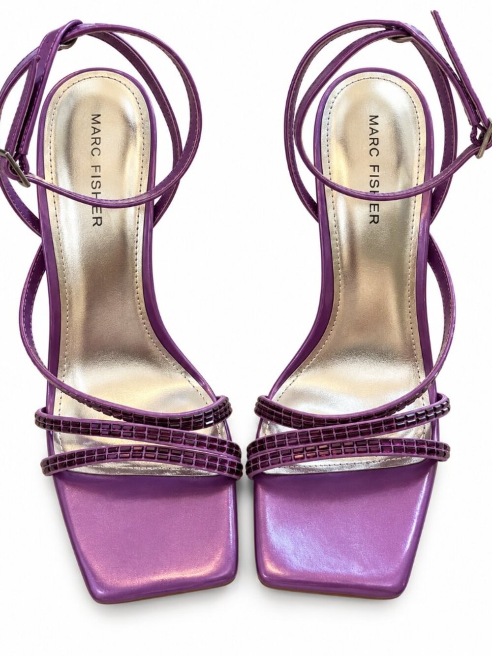 Marc Fisher Purple Rhinestone Strappy Heels Sandals Size 9 Homecoming Party